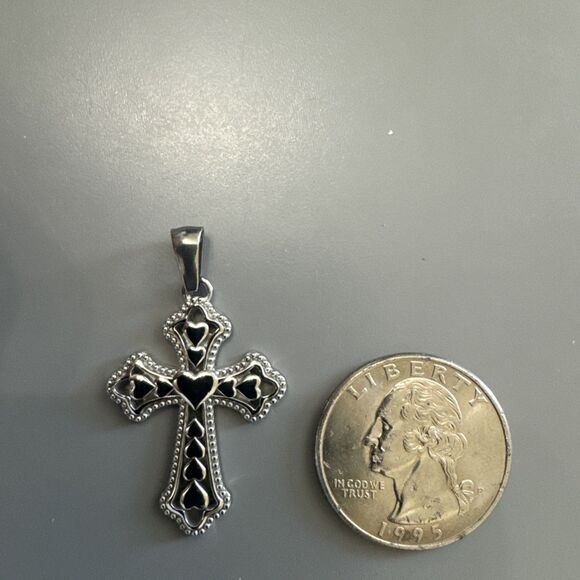 Cross Heart Silver Plated Stainless Steel Pendant Expendable Necklace Gift Hers - Picture 3 of 6